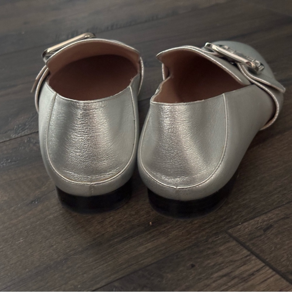 BRAND NEW! BALLY Silver Leather Loafers w/ Swarovski Crystal Buckle Detail Sz:37 - Picture 8 of 8